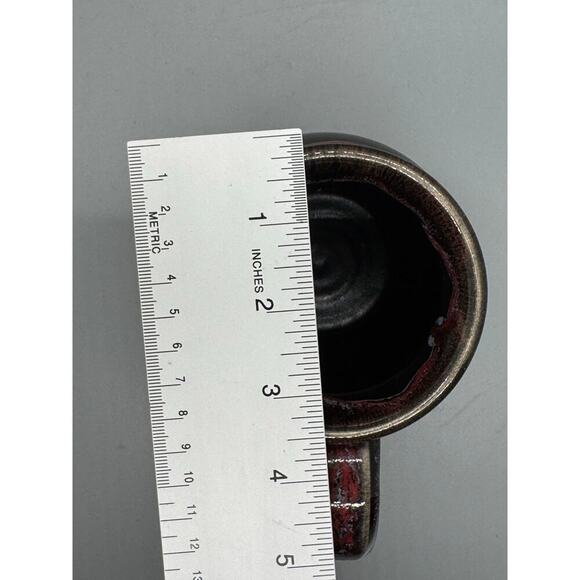 Grey Fox Pottery Handmade Cozy’s Mug Club Black Clay Mug Red Gray Drip Glaze - Picture 9 of 9